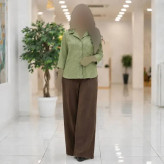 شومیز زنانه باکسی نیمه کیمونو آستین سه ربع جنس شانتون فری سایز