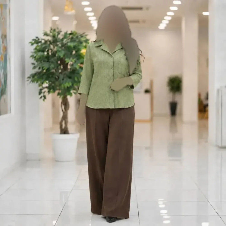 شومیز زنانه باکسی نیمه کیمونو آستین سه ربع جنس شانتون فری سایز