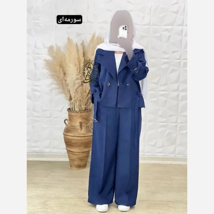 ست کت و شلوار زنانه مکانیک پرشیا دیپلمات درجه یک فری سایز