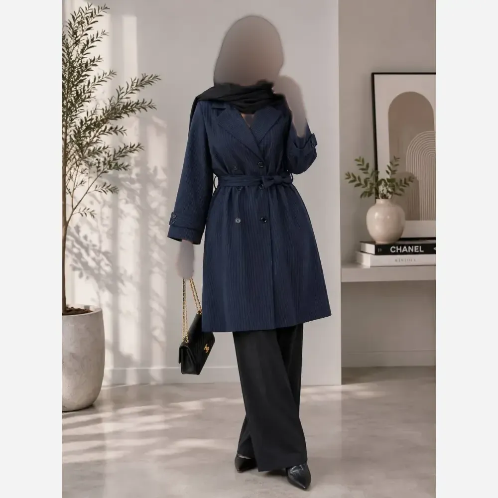 مانتو دانشجویی تینا جنس پرشیا کمربنددار