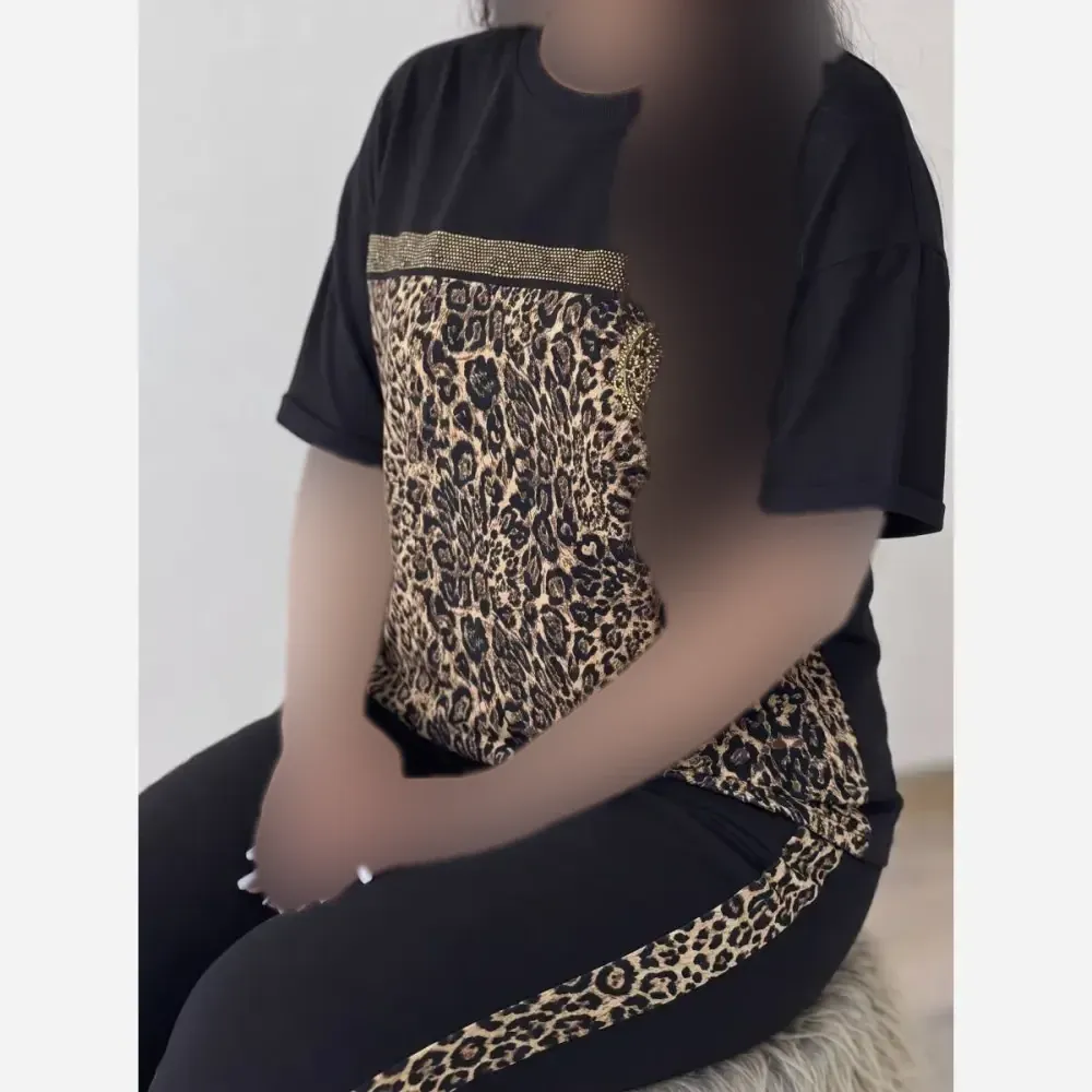 ست تیشرت و شلوار ویسکوز الیزه کش فری سایز 38 تا 48