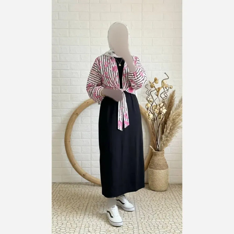 ست شومیز و سارافون زنانه نازیلا نخی و شانتون فری سایز