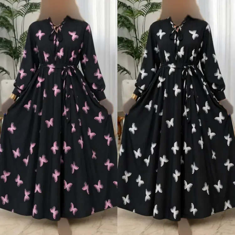 پیراهن یقه چین پروانه جنس بوگاتی اعلا فری سایز