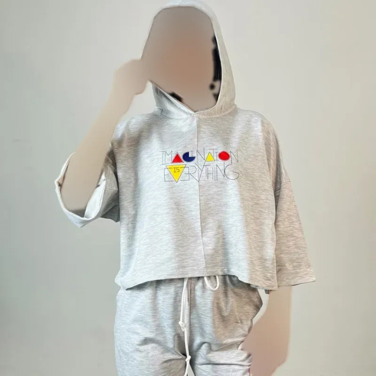 کراپ تیشرت باکسی چاپدار جنس گلکسی