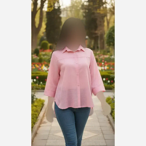 شومیز بغل دکمه زنانه جنس شیشه ای درجه یک فری سایز