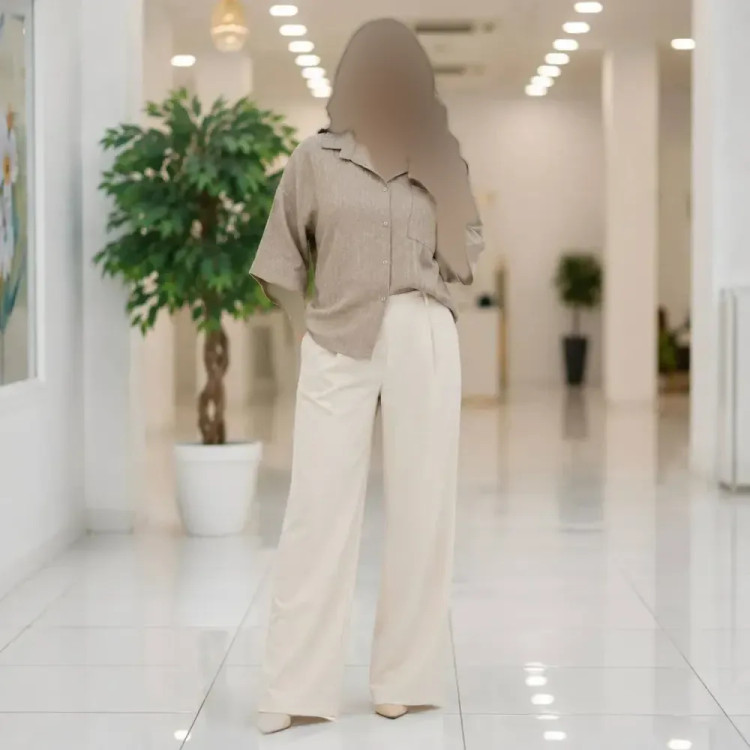 شومیز زنانه مدل نیمه کیمونو آستین سه ربع جنس شانتون فری سایز