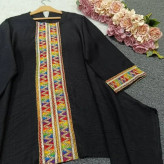 تونیک مانتویی مشکی جنس کرسپو درجه یک مدل گوشواره ای فری سایز