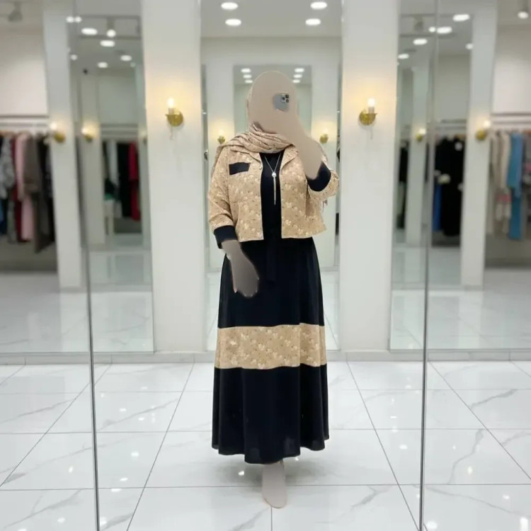 کت و سارافون زنانه کژال جنس شانتون نسکافه ای فری سایز
