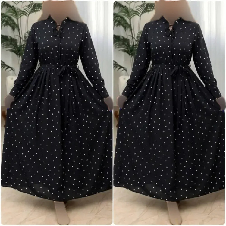 پیراهن قلبی زنانه جنس بوگاتی رنگ مشکی سایز فری 38 تا 46