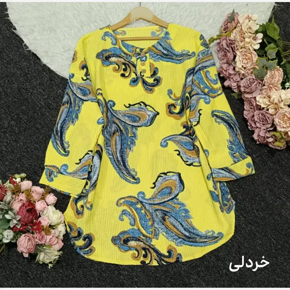 شومیز مانتویی لینزی پنبه خنک دکمه چوبی فری سایز