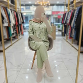 شومیز گره ای برگی جنس شانتون فری سایز رنگ کرم نسکافه ای سبزسدری