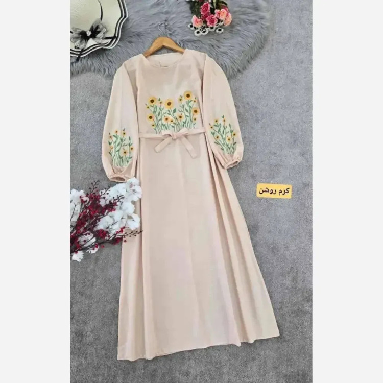 کفتان زنانه گلدوزی شده جنس بابوس فری سایز قد 130 تا 135
