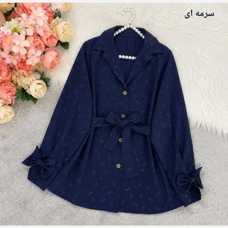 شومیز پاپیونی کمربند دار ینزی رنگ آدامسی فری سایز