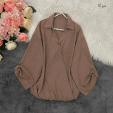 مانتو کوتاه ینزی آستین پاگون دار فری سایز خنک تابستانی