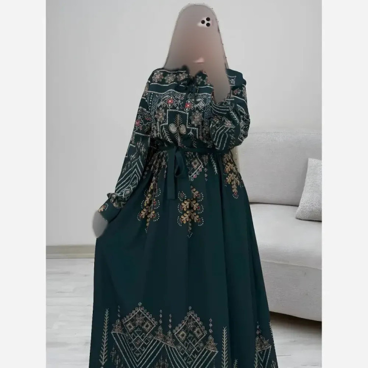 پیراهن ساحلی سنتی زنانه فلور نخ فری سایز