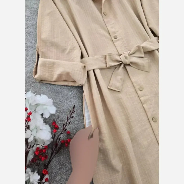 مانتو بلند راحله جنس شانتون میله ای درجه یک فری سایز
