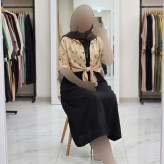 ست شومیز گره ای و سارافون شایلی جنس شانتون فری سایز