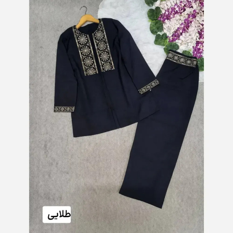 ست کت شلوار زنانه بهناز جنس پرشین مکانیک فری سایز