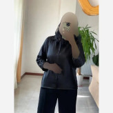 شومیز ساتن ابریشم مشکی مدل رضوان سایز 38 تا 46