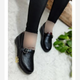 کفش طبی زنانه چرم مشکی مدل دکتر سگک دار