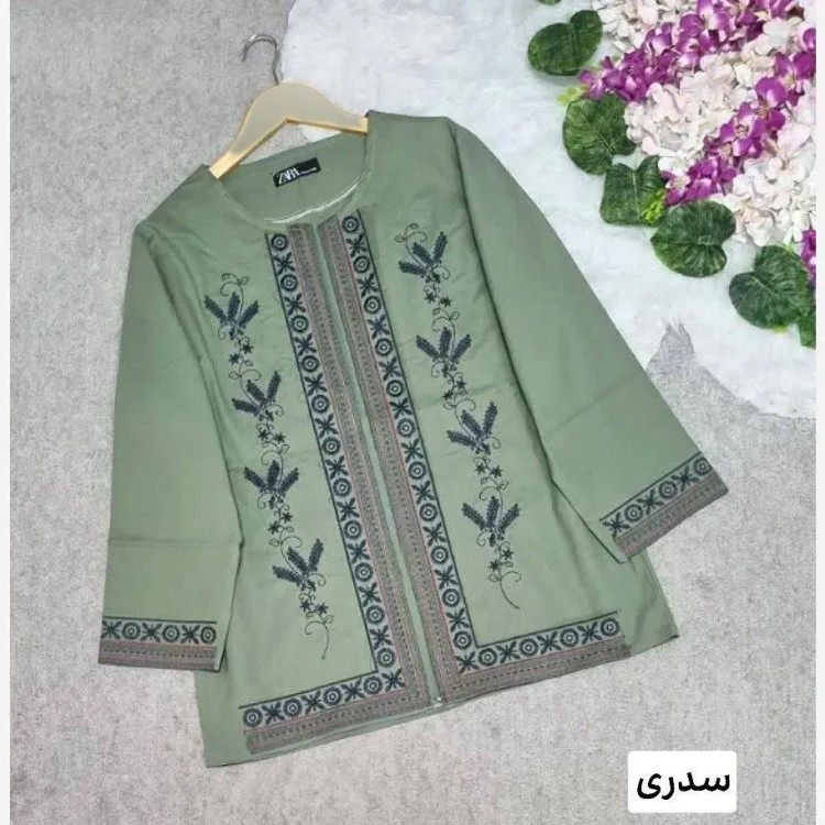 کت مانتویی لنین گلدوزی شده نازنین فری سایز