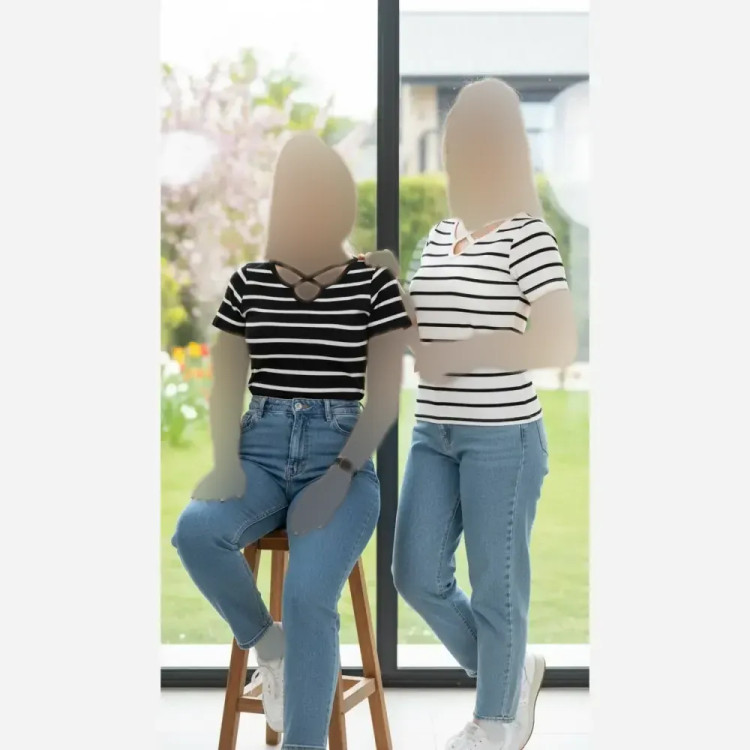 تیشرت راه راه یقه ضربدری جنس فانریپ کبریتی فری سایز