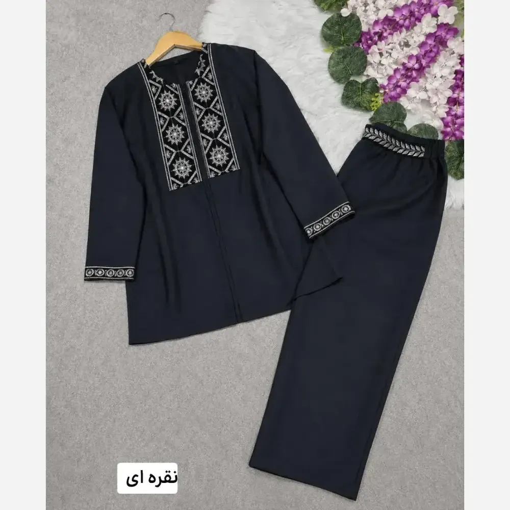ست کت شلوار زنانه پرشین مکانیک سایز فری 36 تا 44 رنگ طلایی و نقره ای