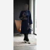 مانتو گلدوزی شده مدل نیاز پارچه شانتون اسلپ قد 105 سانت