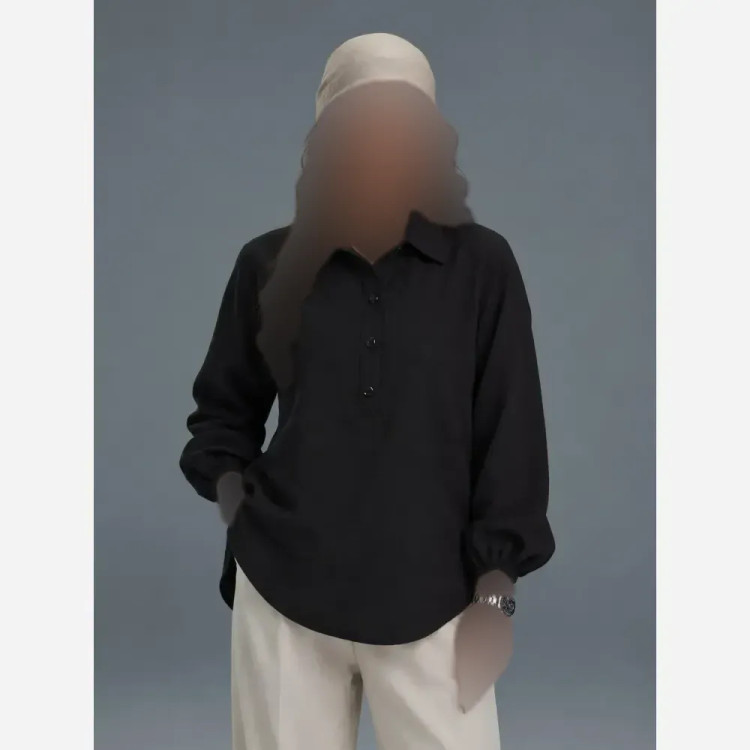 تونیک مانتویی پشت بلند جنس صوفیا ابروبادی رنگ مشکی فری سایز