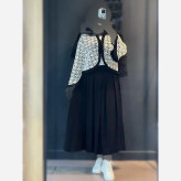 ست شومیز دامن چین چیلا جنس کراش آیوا و گیپور رنگ نسکافه ای سبز طوسی