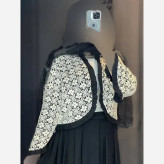 ست شومیز دامن چین چیلا جنس کراش آیوا و گیپور رنگ نسکافه ای سبز طوسی