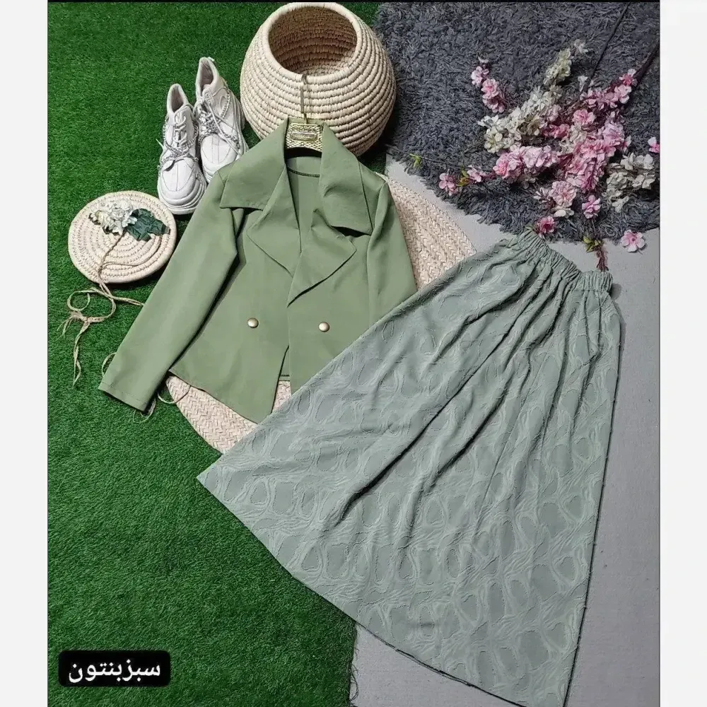 کت و دامن بهاره مدل نورا جنس ترمه و کجراه فری سایز 38 تا 46