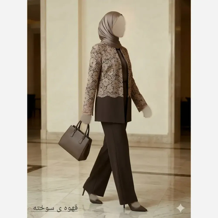 کت و شلوار زنانه مدل فروغ جنس هرمس درجه یک سایز بزرگ بهاره
