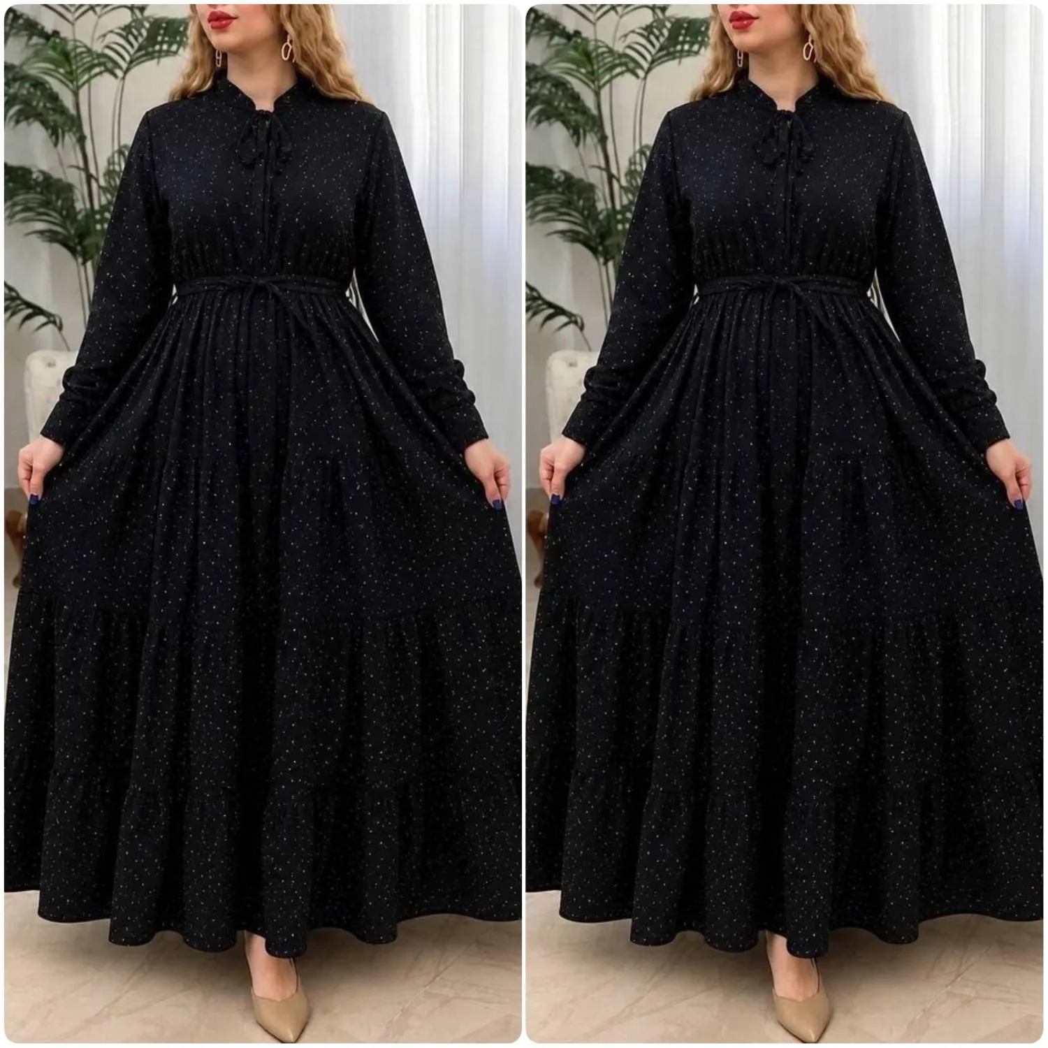 پیراهن زنانه مجلسی مشکی جنس بوگاتی درجه یک فری سایز 38 تا 46