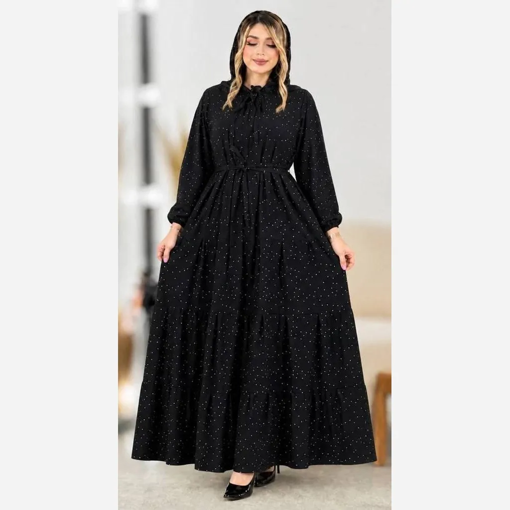 پیراهن زنانه مجلسی مشکی جنس بوگاتی درجه یک فری سایز 38 تا 46