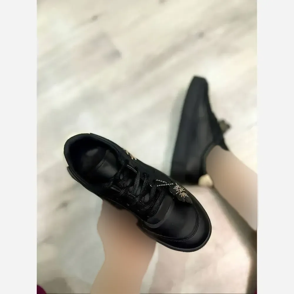 کفش ونس زنانه طرح گل رنگ مشکی سفید کرم سایز 37 تا 40