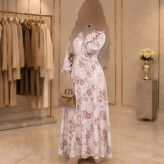 پیراهن زنانه گلین جنس کرپ الیزه آستین عروسکی