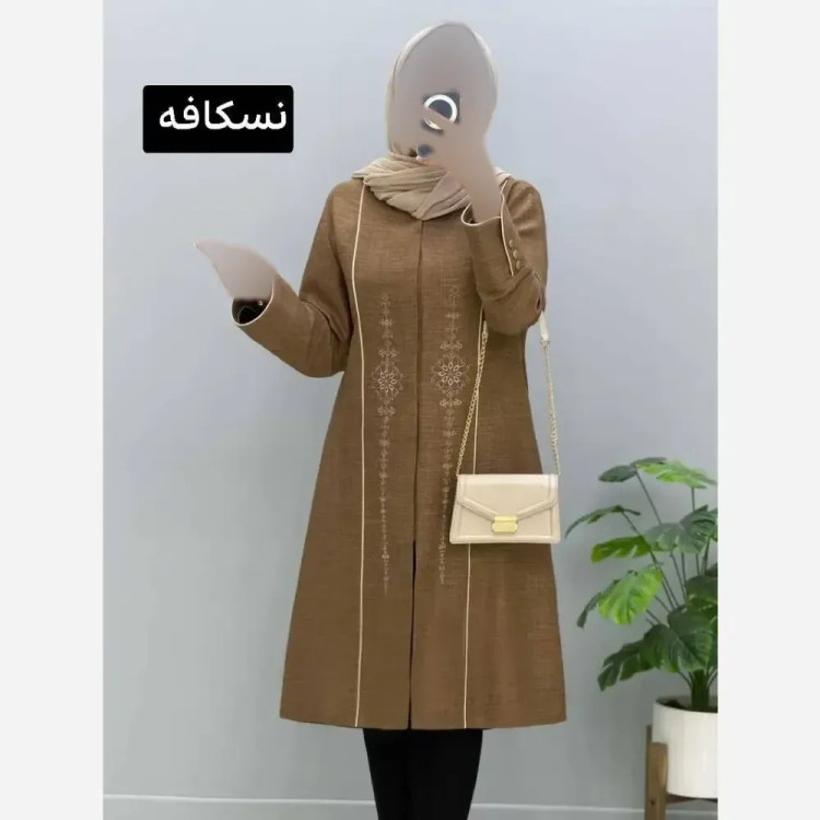 مانتو مزونی شانتون صوفیا یقه هفت سایز بزرگ سایز 46 تا 54