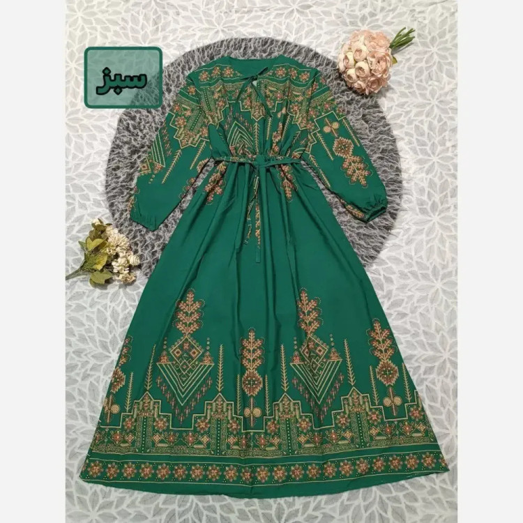 پیراهن کتیبه کلوش بلند بوگاتی فری سایز یقه کراواتی