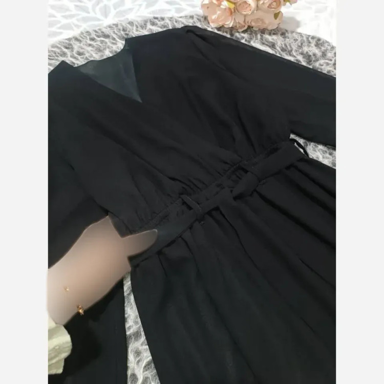پیراهن مجلسی زنانه حریر شیفون مشکی فری سایز