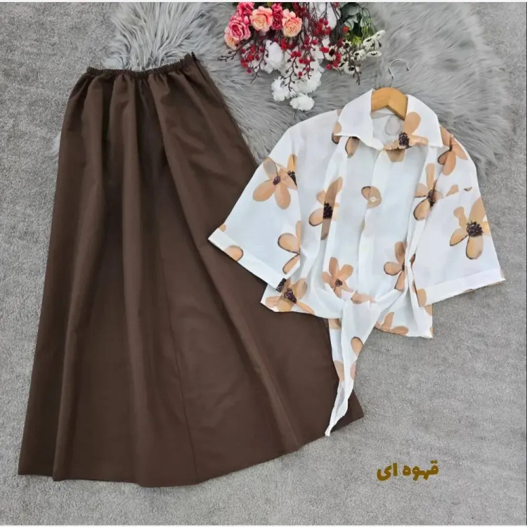 ست شومیز گره ای بوگاتی و دامن لنینت فری سایز