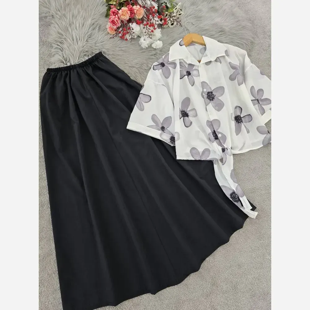 ست شومیز گره ای بوگاتی و دامن لنینت فری سایز