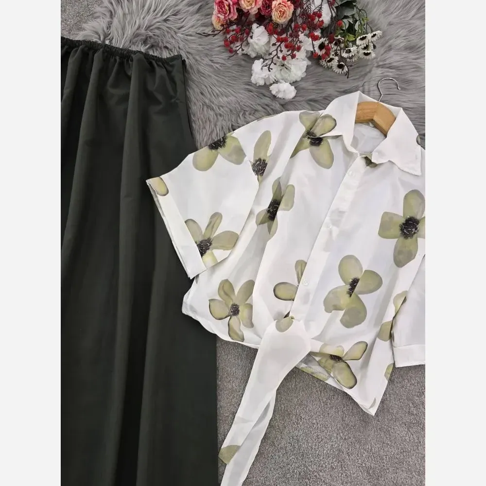 ست شومیز گره ای بوگاتی و دامن لنینت فری سایز