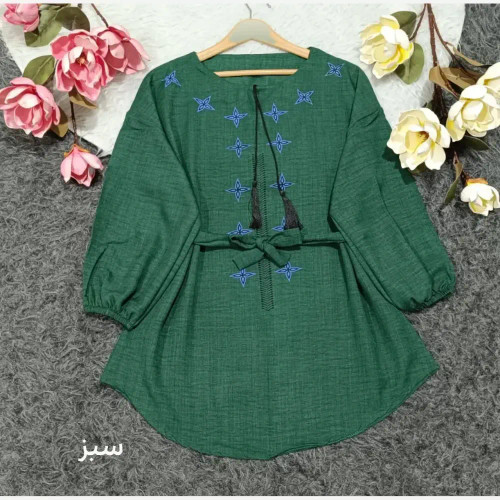 شومیز چاپی گلبرگ صوفیا درجه یک رنگ سبز فری سایز
