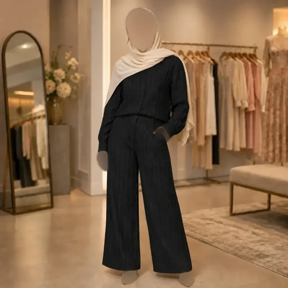 ست شومیز شلوار زنانه جنس کوک دوزی رنگ نسکافه ای و سدری