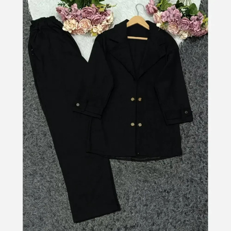 ست کت و شلوار زنانه کتان کش درجه یک فری سایز