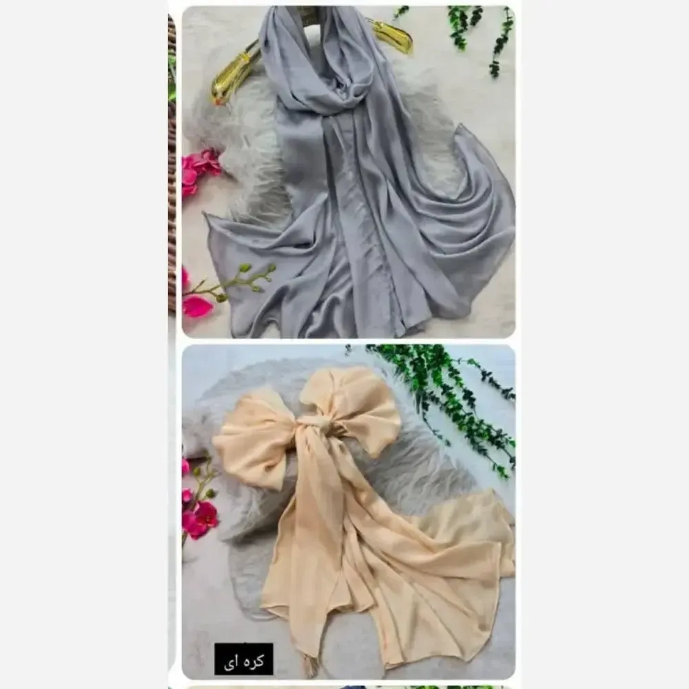 شال کرپ کریستال شنی مشکی سفید کرم ابعاد 180 در 74