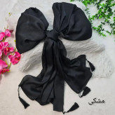 شال کرپ کریستال شنی مشکی سفید کرم ابعاد 180 در 74