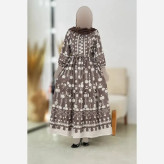 ساحلی زنانه آستین بلند جنس کرپ فلور سایز فری 36 تا 46 رنگ شکلاتی و سبز