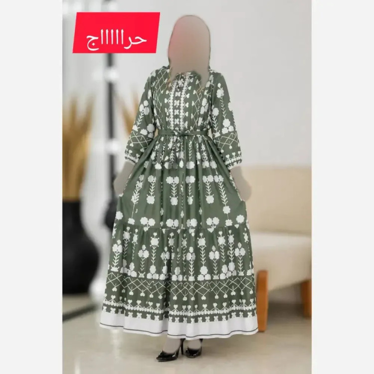 ساحلی زنانه آستین بلند جنس کرپ فلور سایز فری 36 تا 46 رنگ شکلاتی و سبز